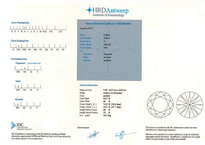 null Diamant de taille moderne accompagné d'un certificat HRD précisant

Poids: 2.02...
