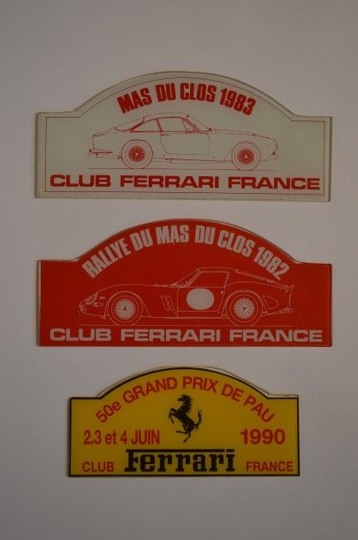 null Club Ferrari France
Lot de 3 plaques en verre pour:
-Rallye du Mas du Clos,...