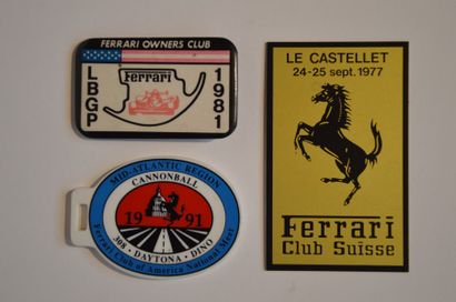 null Ferrari
Lot de 3 badges:
-Club Ferrari Suisse, Le Castellet 24-25 septembre...