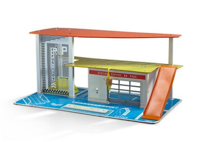 DEPREUX Garage pour véhicules miniatures
En métal, contreplaqué et plastique
Bon...