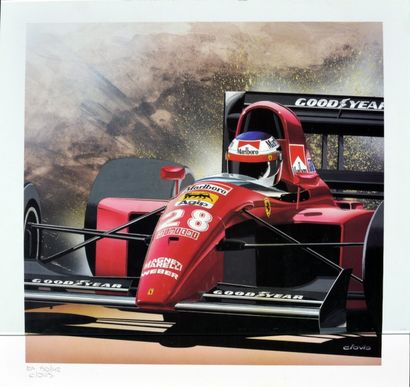 null FORMULE 1 FERRARI
Lot de 2 lithographies:
-A. KINSEY, Formule 1 Ferrari de JEAN...