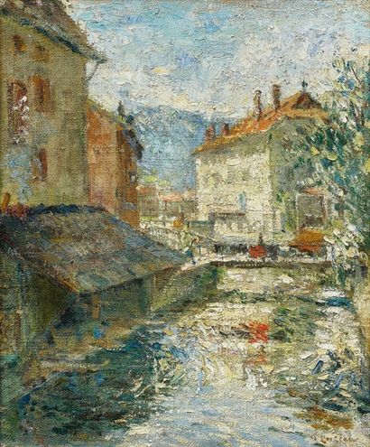 Gustave LOISEAU (1865-1935) Pont sur la rivière
Huile sur toile, signée en bas à...