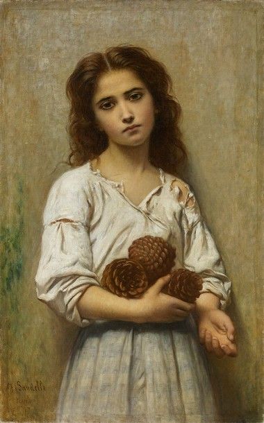 Charles Zacharie LANDELLE (1821-1908) Fillette aux pommes de pins, 1897
Huile sur...