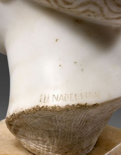 Elie NADELMAN (1882-1946) Tête de jeune femme
Marbre blanc, signé dans le cou à l'arrière
Hauteur...