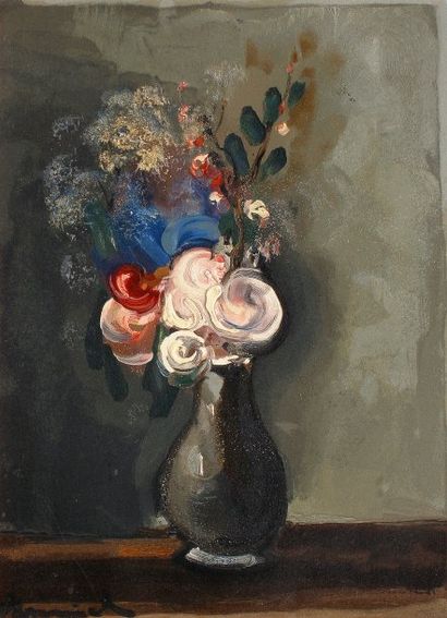 VLAMINCK Maurice (d'après) Bouquet de fleurs au vase Lithographie sur papier SBG,...