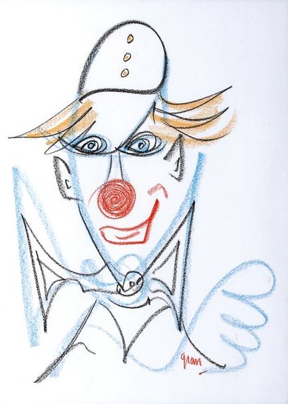 GIANANGELLI Le clown Pastel sur papier SBD, 70 x 50 cm