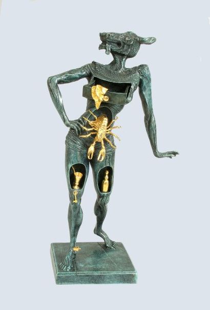 DALI Salvador Le minautore Sculpture bronze patine vert florentin Certificat d'authenticité...