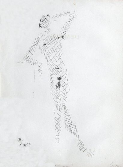 COCTEAU Jean Demain Lithographie sur papier SBD, 1954, mine de plomb 40 x 32 cm....