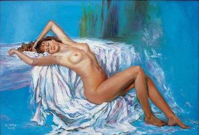 WITH Brigitte La Femme Lascive Huile sur toile SBG, 38 x 55 cm