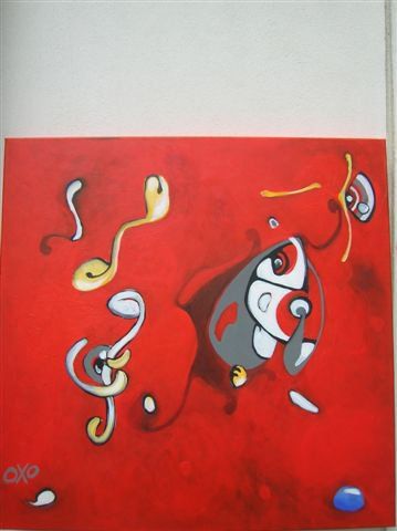 OXO Composition Rouge N1 Acrylique sur toile SBD, 80 x 80 cm
