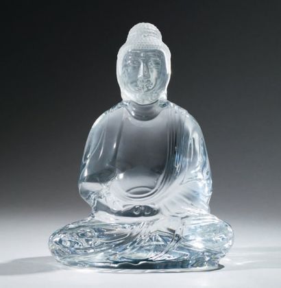 KENZO TAKADA - BACCARAT Bouddha Lumière d'Asie en cristal clair H. : 28 cm Sur le...