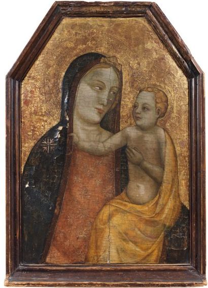 Entourage de Bernardo DADDI Florence vers 1330-1340 La Vierge et l'Enfant Panneau... Gazette Drouot