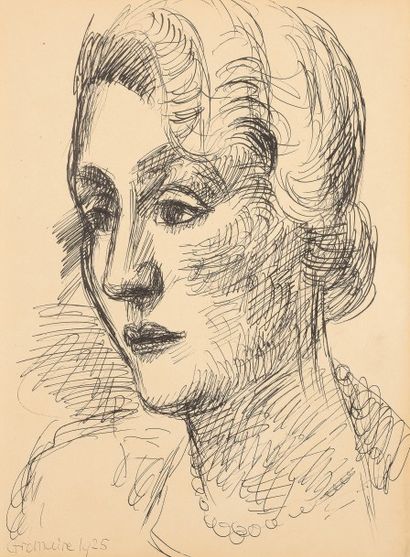 null Marcel GROMAIRE (1892-1971)
Portrait de femme, 1925
Encre sur papier, signée...
