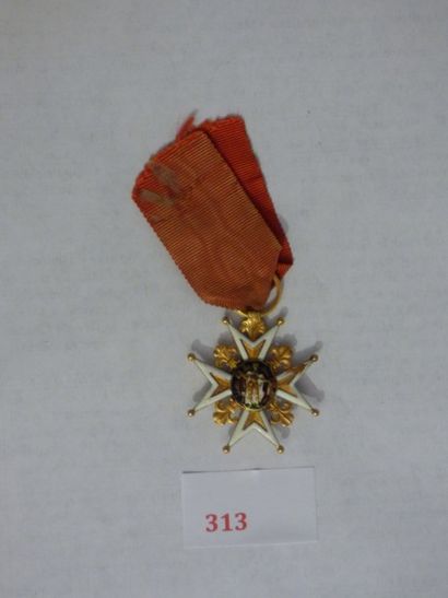 France Ordre de Saint Louis Croix, Louis XVIII.
Or, émail (éclats), ruban (reste).
(dans...