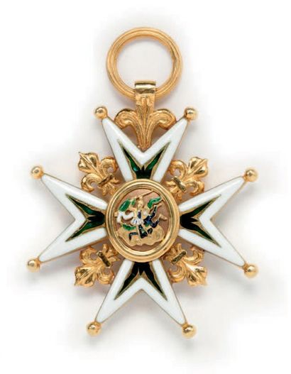 France Ordre de Saint Michel Croix de Commandeur, Restauration.
Or, émail. SC.