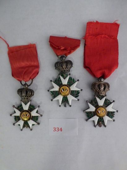 France Ordre de la Légion d'honneur
Lot de 3 étoiles de Chevalier, époque Louis-Philippe.
Argent,...