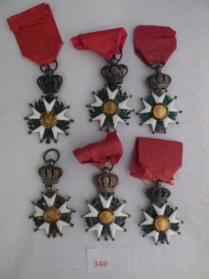 France Ordre de la Légion d'honneur
Lot de 6 étoiles de Chevalier, Restauration,...
