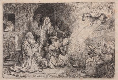 Harmensz Van Rijn REMBRANDT (1606 - 1669) 
L'Ange quittant la famille de Tobie (Boon...