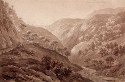 Jean-Jacques CHAMPIN (1796-1860) 
Route de l'Esterel à Fréjus
Crayon, plume et lavis...