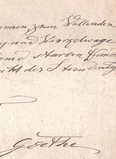Johan-Wolfgang von GOETHE. 1749-1832. Ecrivain poète allemand 
Poème aut. signé....