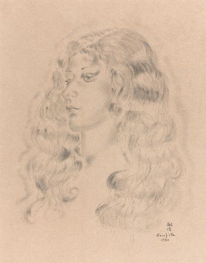 Leonard Tsuguharu FOUJITA (1886-1968) 
Portrait de Madeleine, 1930
Encre de Chine...