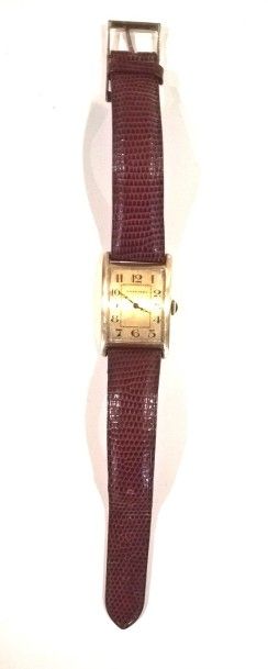 LONGINES Montre bracelet, le cadran rectangulaire en or jaune 18k (750), bracelet...