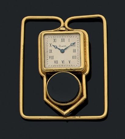 null Pince à billet ornée d'une montre en or jaune 18k (750).
Pb: 28,76 gr