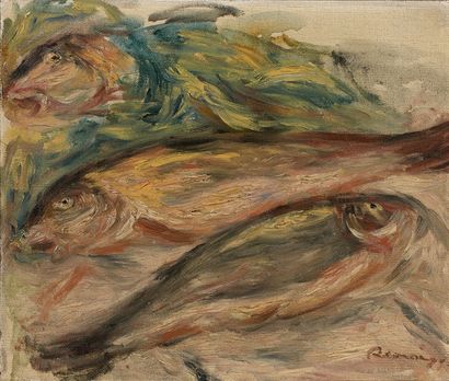 Pierre-Auguste RENOIR (1841-1919) 皮耶，奧古斯特，雷諾瓦 
Poissons, circa 1912
Huile sur toile,...