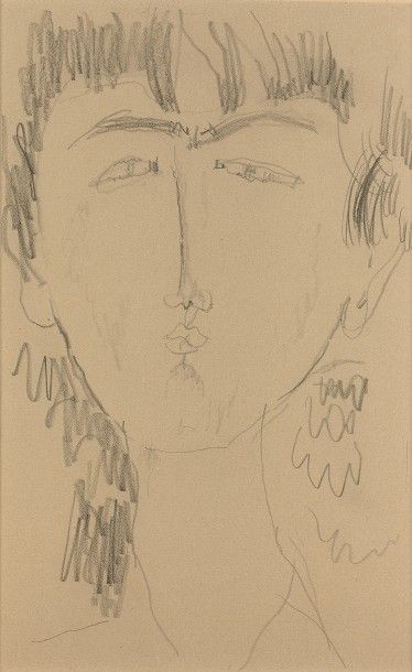 Amedeo MODIGLIANI (1884-1920) 阿梅代奥·莫迪利亚尼 
Figure de jeune homme
Dessin au crayon...