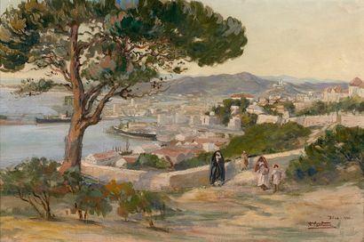 André CASABONNE (XIX-XX 
Bône, vue sur le port et la basilique Saint
Augustin, 1936
Huile...