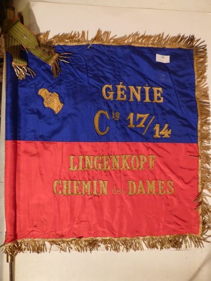 null «Génie Cie 17/14, Lingenkopf, Chemin des Dames» Fanion carré, bleu et rouge,...