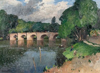 Gaston BALANDE (1880-1971) Pont au dessus de la rivière
Huile sur toile, signée en...