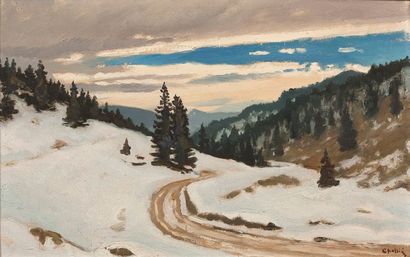 Jean-Laurent BUFFET-CHALLIÉ (1880-1943) Montagnes enneigées, 1927
Huile sur toile,...