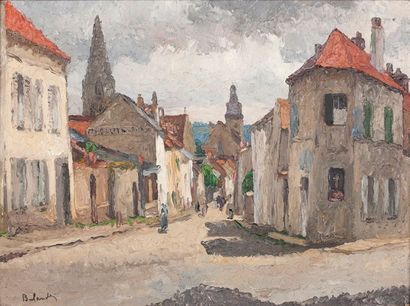 Gaston BALANDE (1880-1971) Place de village
Huile sur toile, signée en bas à gauche
54.5...