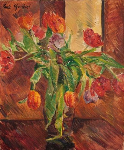 Carlo CHERUBINI (1897-1978) Les tulipes
Huile sur toile, signée en haut à gauche
65...
