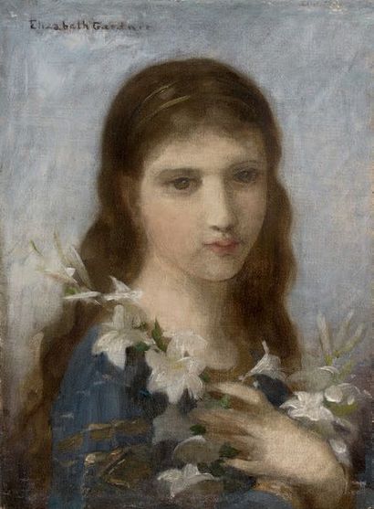 Elizabeth Jane BOUGUEREAU (1837-1922) Portrait de fillette
Huile sur toile, signée...
