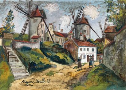 MAURICE UTRILLO 莫里斯· 郁特里罗 (1883-1955) Le moulin de la Galette à Montmartre, 1922
Gouache...