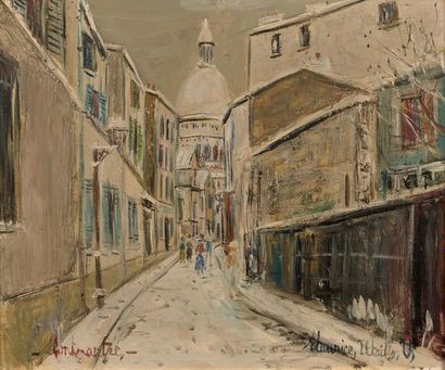MAURICE UTRILLO 莫里斯· 郁特里罗 (1883-1955) La Rue Saint-Rustique à Montmartre, sous la...