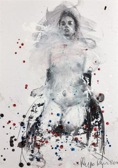 PHILIPPE PASQUA 菲利普· 巴斯卡 (NÉ EN 1965) Femme nue, 2011
Technique mixte sur papier,...