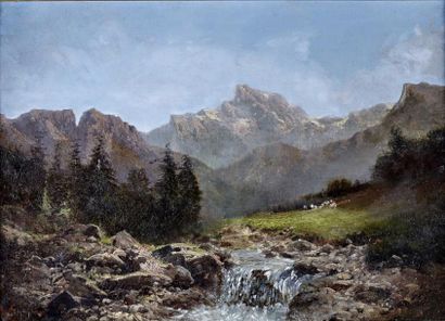 Emile GODCHAUX (1860-1938) Paysage de montagne
Huile sur toile, signée en bas à gauche
65...