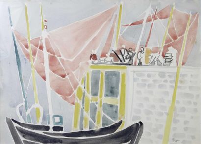 Edouard PIGNON (1905-1993) Les bateaux, 48
Technique mixte sur papier, signée et...