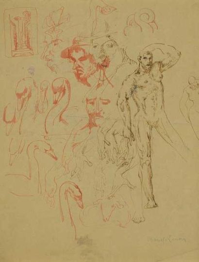 MARCEL-LENOIR (1872-1931) Etudes
Sanguine et crayon sur papier, signée en bas à droite
30...