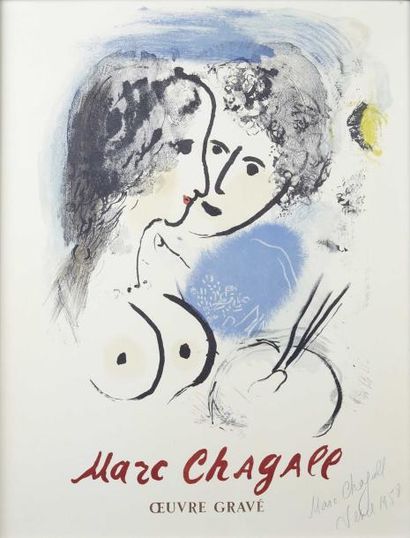 Marc CHAGALL (1887-1985) Marc CHAGALL d'après(1887-1985)
Le Peintre à la palette...