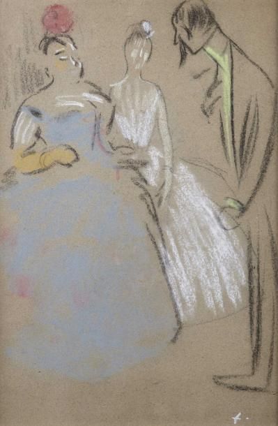 Jean-Louis FORAIN (1852-1931) Le bal
Crayon gras et rehauts de craies sur papier,...