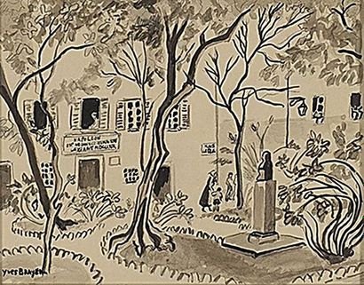 Yves BRAYER (1907-1990) Jardin
Technique mixte sur papier, signée en bas à gauche
21...