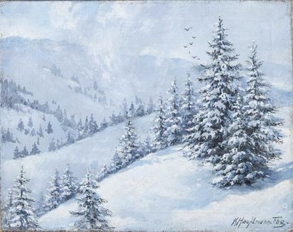 Karl HAUPTMANN (1880-1947) Montagnes enneigées
Huile sur toile, signée en bas à droite
30...