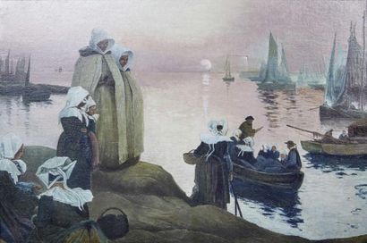 Attribué à Fernand Marie Eugène LE GOUT-GÉRARD (1856-1924) Port animé
Huile sur toile
33...