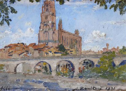 Alexandre ROUBTZOFF (1884-1949) Cathédrale d'Albi, 1931
Huile sur toile marouflée...