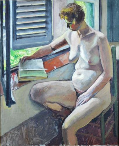 Ecole du XXème siècle Femme nue lisant
Huile sur toile
66 x 54 cm
(légers repein...