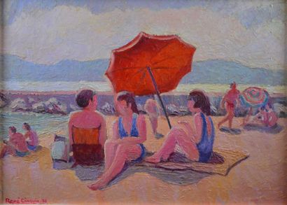 Renè CINQUIN (1898-1978) La plage, 76
Huile sur carton, signée et datée en bas à...